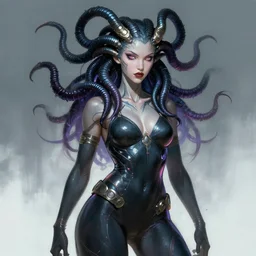 cyberpunk Medusa, digital painting, 4k trending on artstation