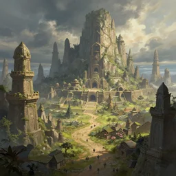 mystical landscape, ancient civilization, digital painting, cgsociety, concept art, sharp focus, illustration, highly detailed, artstation, cinematic lighting, art by greg rutkowski