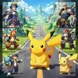 an electric pokemon, illustration comic manga painting of road environment : 6 fantasy environment, digital painting, volumetric lighting by feng zhu, 3 d alejandro alvarez alena aenami artworks in 4 k beeple, by thomas kinkade heartstone league of legends dofus overwatch