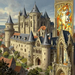 medieval city of carcassonne, digital art, intricate, highly detailed, digital painting, artstation, concept art, sharp focus, illustration, art by artgerm and greg rutkowski and alphonse mucha