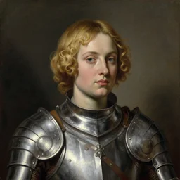 saoirse ronan, short blonde hair curly, wearing maximilian armour, portrait, oil painting by titian, hard focus