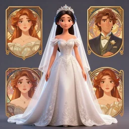 monica barbaro in a wedding dress, cg animation, riot entertainment, arcane, realistic, character select portrait, by artgerm, greg rutkowski, alphonse mucha, 3 d