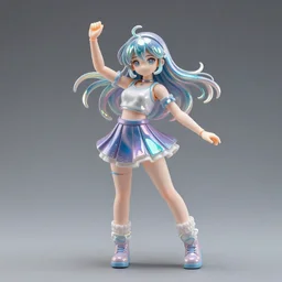 james jean isolated vinyl figure cheerful tomboy, expert figure photography, dynamic pose, interesting color material effects holographic, glitter accents on figure, anime stylized, accurate fictional proportions, high delicate defined details, ethereal lighting