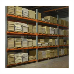 a classical painting of a warehouse with huge shelves in which stacks of paper are stored, classicism, oil painting, hig contrast
