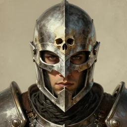 dark souls eldritch knight as a realistic fantasy character, closeup portrait art by donato giancola and greg rutkowski, vintage retro, realistic face, digital art, trending on artstation, skull helmet, symmetry!!