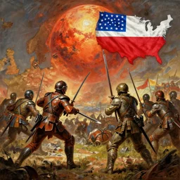 war between mars and united states of poland, battle painting