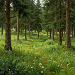 beautiful matte painting, all about them were small woods of resinous trees, fir and cedar and cypress, and other kinds unknown in the shire, with wide glades among them ; and everywhere there was a wealth of sweet - smelling herbs and shrubs. the long journey from rivendell had brought them far south of their own land, but not until now in this more sheltered region had the ho
