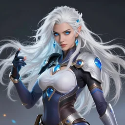 gorgeous shaman woman, white long messy hair and blue eyes, overwatch style, arcane, highly detailed, digital art, pixiv fanbox, trending on artstation, ray tracing, volumetric lighting, sharp focus, hq, by artgerm, wlop, greg rutkowski, miyazaki hayao