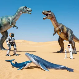 🐋 👽🦖🐉 🤖 🐳 in desert, photography by bussiere rutkowski andreas roch ( by kim jung gi ) ( by george morikawa ) ( by kentaro miura )