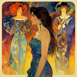 side profile waist up portrait, maya ali sorcerer, dynamic lighting, gaudy colors, octane render aesthetic, matte painting concept art, mucha, official fanart behance hd artstation by jesper ejsing, by rhads and makoto shinkai and lois van baarle and ilya kuvshinov