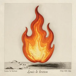 illustration of a flame floating in the air, etching by louis le breton, 1 8 6 9, 1 2 0 0 dpi scan