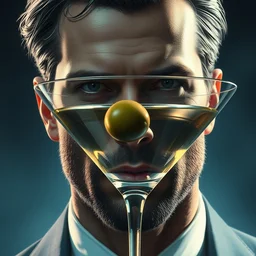 brad pitt face is an olive in a martini glass, hyper detailed, digital art, artstation, cinematic lighting, studio quality, smooth render, by peter mohrbacher, hajime sorayama, wayne barlowe, boris vallejo, aaron horkey, gaston bussiere, craig mullins
