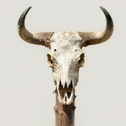 skull of bull atop of wood pole, highly detailed, digital painting, artstation, concept art, sharp focus, illustration, rutkowski, raphael lacoste, magali villeneuve