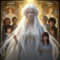 highly detailed portrait of the white lady with long hairs, stephen bliss, unreal engine, fantasy art by greg rutkowski, loish, rhads, ferdinand knab, makoto shinkai and lois van baarle, ilya kuvshinov, rossdraws, tom bagshaw, alphonse mucha, global illumination, radiant light, detailed and intricate environment