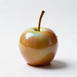 holographic caramel apple, professional product shot, isolated on a pure white background, centered, entire object in frame, sharp focus, soft studio lighting