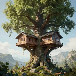 treehouse city built on yggdrasil, neofuturism, digital painting, detailed, highly detailed, smooth, sharp focus, 3 d rendering, octane, unreal engine, digital, maya, award winning, trending on artstation