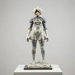 a contemporary ceramic sculpture on a plinth, by shepard faire, by victo ngai, by tracie grimwood, in the style of nier automata and astroneer, plain background