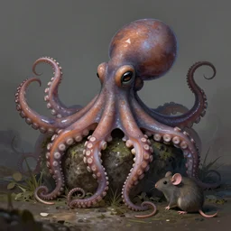 amalgamation of octopus and mouse, fantasy art