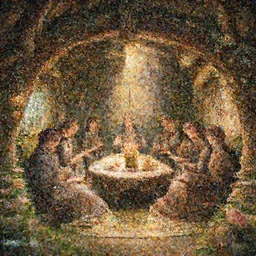 a party inside a medieval hobbit house, ornate, beautiful, atmosphere, vibe, flowers, concept art illustration, color page, 4 k, tone mapping, doll, akihiko yoshida, james jean, andrei riabovitchev, marc simonetti, yoshitaka amano, digital illustration, greg rutowski, volumetric lighting, sunbeams, particles