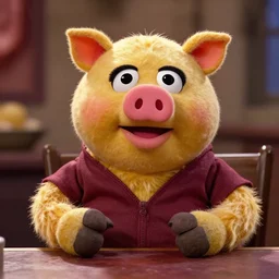 Miss Piggy visits a Slaughterhouse, photorealistic, photographed in the style of National Geographic, The Muppets