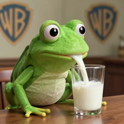 pepe green frog, film still a clockwork orange, drinking glass milk, high quality, hd, 4 k, warner, hbo, cinema frame, screenshot