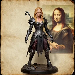 action figure of Nicole Kidman by Simon Bisley, looking shredded from working out, wearing witchblade armor, in the style of HR Giger, insane detail, in the style of Da Vinci, old weathered paper, 8k