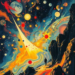 the godness of the universe. highly detailed marker pen painting, soviet realism, engraving, artstation, concept art, smooth, sharp focus, vivid grunge, manga illustration, unreal engine 5, 8, abstract by kandinsky and kilian eng and hilma af klint and malevich and lissitzky