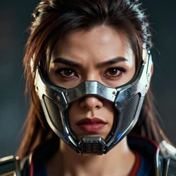 macro head shot of kitana!! kitana!! abcr 2 4 da from mortal kombat 1 1, mk 1 1, mortal kombat, efix, symmetrical face, futuristic face mask, highly detailed, fear, raytracing, art by artgerm + wlop