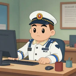 sealab 2 0 2 1 captain sitting at desk