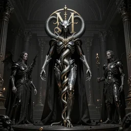 masterpiece, infernal caduceus serpent staff, doom, elegant majestic, art by h. r. giger, greg rutkowski, josan gonzalez, alexey egorov, biomechanical, alchemy, monogram