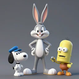 a highly detailed matte portrait of buggs bunny and captain cruch and snoopy and bender playing poke, art by cassius marcellus coolidge and jacque - louis david, volumetric lighting, octane render, 4 k resolution, trending on artstation, masterpiece