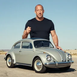 vin diesel holds over its head volkswagen beetle