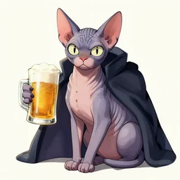 anthropomorphic sphynx cat villian beerus by akira toriyama, 8 k,