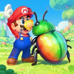 paper mario fights a giant beetle