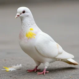 pinterest photo of a pigeon with some feathers yellow, 5 0 mm camera