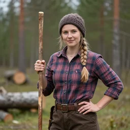 photo of a pretty young woman who is a finnish lumberjack