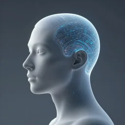 humankind evolving towards a general artificial intelligence, minimalistic, very detailed,