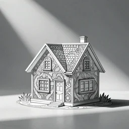 house, simplified zentangle, line art