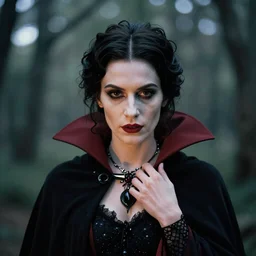 A beautiful portrait of a lady vampire, victorian, '20, ominous, dracula, photography, 35mm, depth of field, bokeh, soft light, cinematic