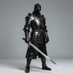 a black swordsman covered in black armor and carrying a two-meter sword