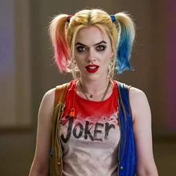 film still of Scarlett Johansson as Harley Quinn in the new Joker movie
