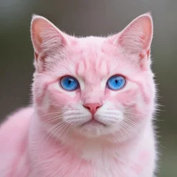 photo of a pink cat with blue eyes 4k, high details, trending on Artstation