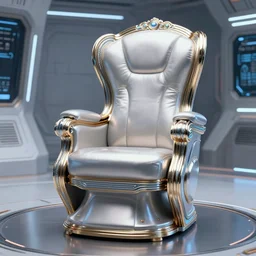 futuristic baroque command chair in space ship