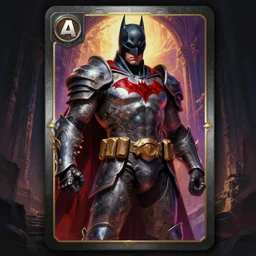 elegant hyper realistic intrincated concept art full body portrait painting, trading card game art, of a translucent muscular dark gritty warhammer batman, wearing ornated armor, vivid color scheme, scary atmospheric lighting, on a ruined heaven gates, in the style of cristian sauret