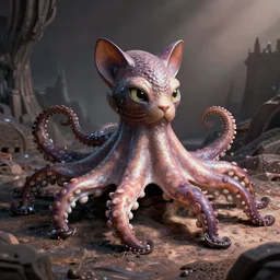 octopus cat hybrid unholy fusion, digital artwork, matte finish