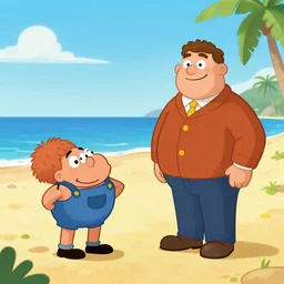 a cartoonish where is waldo scene on a beach