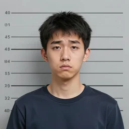 A mugshot of an innocent man, sad, realistic, detailed, cartoon