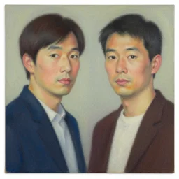 duality of men by shusei nagaoka, david rudnick, airbrush on canvas, pastell colours, cell shaded, 8 k,