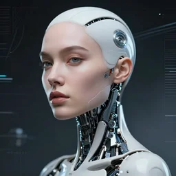 retrofuturistic portrait of extremely beautiful woman minimal bionic, space graphics in background, close up, quint buchholz, wlop, dan mumford, artgerm, liam brazier, peter mohrbacher, raw, featured on artstation, octane render, cinematic, elegant, intricate, 8 k