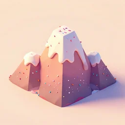 a matte 3 d low poly mountain covered in sprinkles and frosting, vibrant colors, lat lighting, cute isometric 3 d render, candyland, highly detailed, trending on artstation, iphone wallpaper